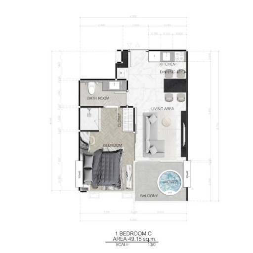 Harmonia City Garden, 1 Bedroom - 23.5 m²