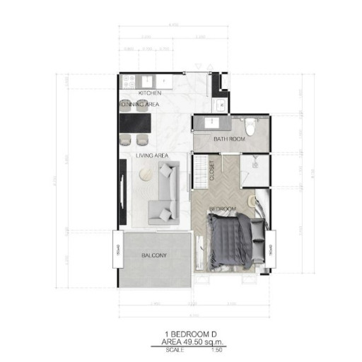 Harmonia City Garden, 1 Bedroom - 25.5 m²